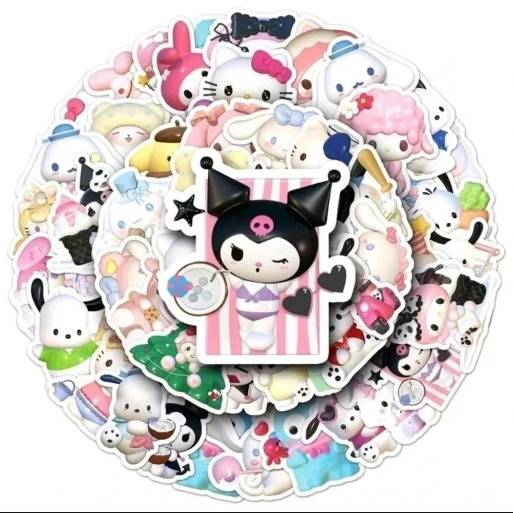 50 piece anime manga girls sticker set hello kitty vinyl decal decor home pink